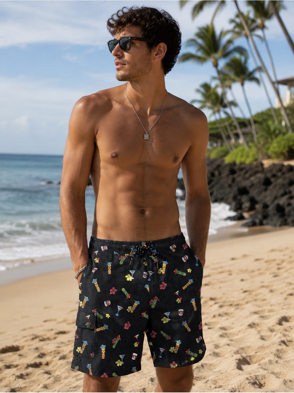 Tommy Bahama Tiki Time Swim Trunks Sz M